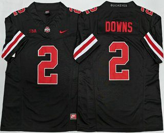 Men's Ohio State Buckeyes #2 Caleb Downs Limited Black FUSE College Football Jersey