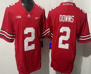 Men's Ohio State Buckeyes #2 Caleb Downs Red FUSE College Football Jersey