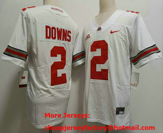 Men's Ohio State Buckeyes #2 Caleb Downs White 2022 Vapor Untouchable Stitched Nike Jersey