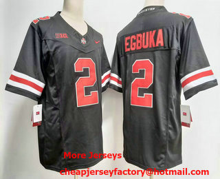 Men's Ohio State Buckeyes #2 Emeka Egbuka Blackout FUSE College Football Jersey