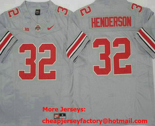 Men's Ohio State Buckeyes #32 TreVeyon Henderson Limited Gray FUSE College Football Jersey