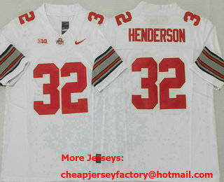 Men's Ohio State Buckeyes #32 TreVeyon Henderson White FUSE College Football Jersey