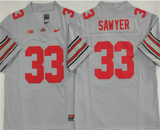 Men's Ohio State Buckeyes #33 Jack Sawyer Grey FUSE College Stitched Jersey