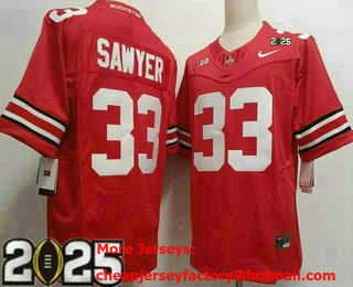 Men's Ohio State Buckeyes #33 Jack Sawyer Limited Red 2025 Finals College Football Jersey