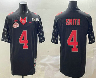 Men's Ohio State Buckeyes #4 Jeremiah Smith Black 2025 National Champions College Fashion Football Jersey