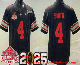Men's Ohio State Buckeyes #4 Jeremiah Smith Black 2025 National Champions College Football Jersey