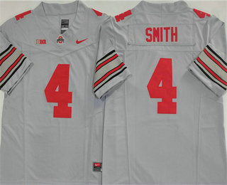 Men's Ohio State Buckeyes #4 Jeremiah Smith Grey FUSE College Stitched Jersey