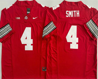 Men's Ohio State Buckeyes #4 Jeremiah Smith Red FUSE College Stitched Jersey