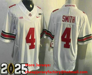 Men's Ohio State Buckeyes #4 Jeremiah Smith White 2025 Finals College Football Jersey