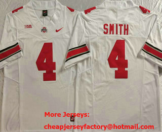 Men's Ohio State Buckeyes #4 Jeremiah Smith White FUSE College Stitched Jersey