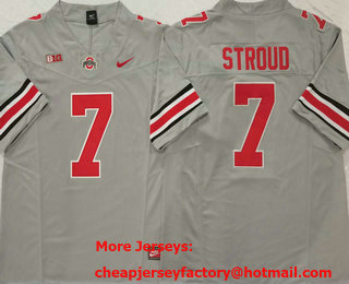 Men's Ohio State Buckeyes #7 CJ Stroud Grey FUSE College Stitched Jersey