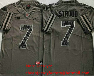 Men's Ohio State Buckeyes #7 CJ Stroud Limited Gray College Football Jersey