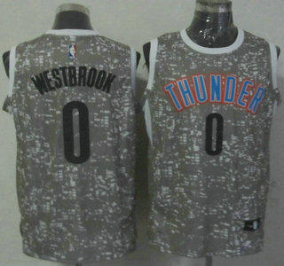 Men's Oklahoma City Thunder #0 Russell Westbrook 2015 Gray City Lights Swingman Jersey