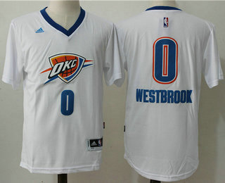 Men's Oklahoma City Thunder #0 Russell Westbrook Revolution 30 Swingman 2014 New White Short-Sleeved Jersey