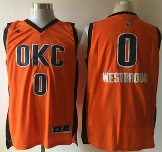 Men's Oklahoma City Thunder #0 Russell Westbrook Revolution 30 Swingman 2015-16 New Orange Jersey