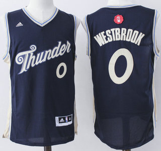 Men's Oklahoma City Thunder #0 Russell Westbrook Revolution 30 Swingman 2015 Christmas Day Navy Blue Jersey