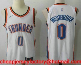 Men's Oklahoma City Thunder #0 Russell Westbrook White 2017-2018 Nike Swingman Stitched NBA Jersey