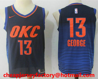 Men's Oklahoma City Thunder #13 Paul George Navy Blue 2017-2018 Nike Swingman Stitched NBA Jersey