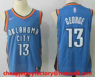 Men's Oklahoma City Thunder #13 Paul George New Royal Blue 2017-2018 Nike Swingman Stitched NBA Jersey