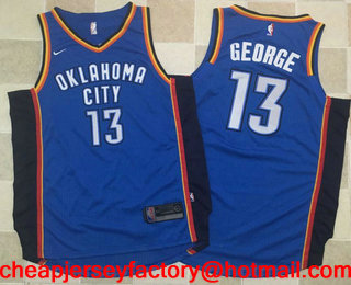 Men's Oklahoma City Thunder #13 Paul George Royal Blue 2017-2018 Nike Swingman Stitched NBA Jersey