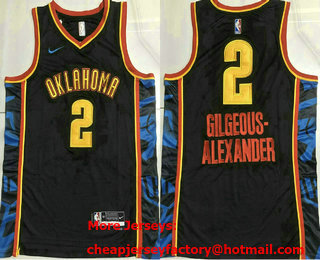 Men's Oklahoma City Thunder #2 Shai Gilgeous Alexander Black 2024 City AU Jersey