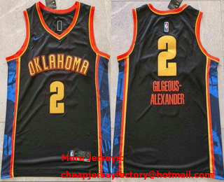 Men's Oklahoma City Thunder #2 Shai Gilgeous Alexander Black 2024 City Swingman Jersey