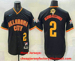 Men's Oklahoma City Thunder #2 Shai Gilgeous Alexander Black 2025 Finals Vapor Stitched Baseball Jersey