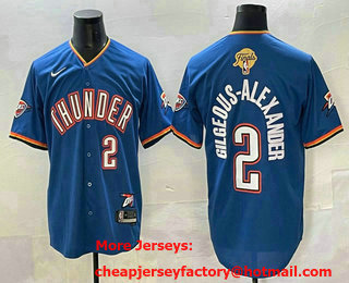 Men's Oklahoma City Thunder #2 Shai Gilgeous Alexander Blue 2025 Finals Vapor Stitched Baseball Jersey