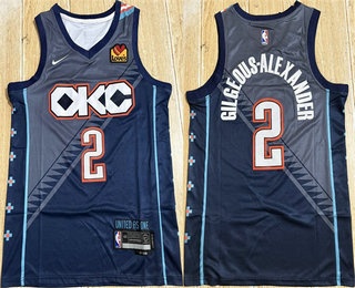 Men's Oklahoma City Thunder #2 Shai Gilgeous Alexander Navy Stitched Jersey