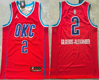 Men's Oklahoma City Thunder #2 Shai Gilgeous-Alexander Orange Statement Edition Stitched Jersey