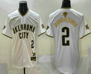 Men's Oklahoma City Thunder #2 Shai Gilgeous-Alexander White 2025 Finals Patch Cool Base Stitched Baseball Jersey