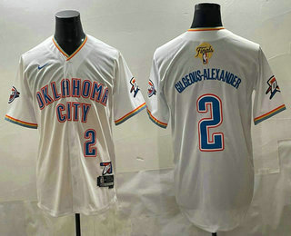 Men's Oklahoma City Thunder #2 Shai Gilgeous-Alexander White 2025 Finals Vapor Stitched Baseball Jersey