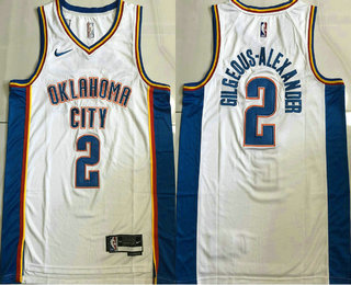 Men's Oklahoma City Thunder #2 Shai Gilgeous-Alexander White Icon Sponsor AU Jersey