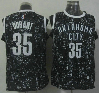 Men's Oklahoma City Thunder #35 Kevin Durant 2015 Black City Lights Swingman Jersey