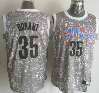 Men's Oklahoma City Thunder #35 Kevin Durant 2015 Gray City Lights Swingman Jersey