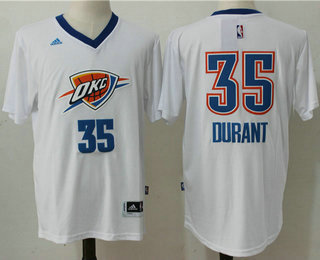 Men's Oklahoma City Thunder #35 Kevin Durant Revolution 30 Swingman 2014 New White Short-Sleeved Jersey