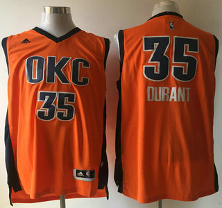 Men's Oklahoma City Thunder #35 Kevin Durant Revolution 30 Swingman 2015-16 New Orange Jersey