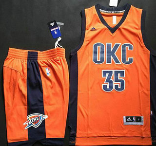 Men's Oklahoma City Thunder #35 Kevin Durant Revolution 30 Swingman 2015-16 New Orange Jersey Short Suits