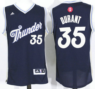 Men's Oklahoma City Thunder #35 Kevin Durant Revolution 30 Swingman 2015 Christmas Day Navy Blue Jersey