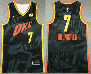 Men's Oklahoma City Thunder #7 Chet Holmgren Black 2023 City Icon Sponsor Swingman Jersey