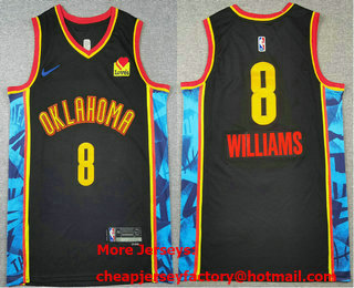 Men's Oklahoma City Thunder #8 Jalen Williams Black 2024 City Edition Sponsor Stitched Jersey