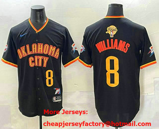 Men's Oklahoma City Thunder #8 Jalen Williams Black 2025 Finals Vapor Stitched Baseball Jersey