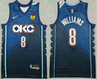 Men's Oklahoma City Thunder #8 Jalen Williams Navy City Sponsor Swingman Jersey