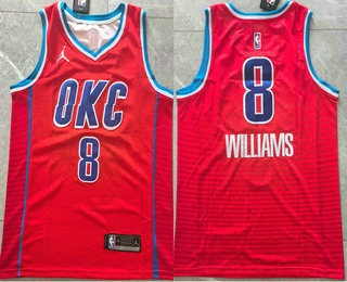 Men's Oklahoma City Thunder #8 Jalen Williams Orange Statement Edition Stitched Jersey
