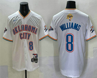 Men's Oklahoma City Thunder #8 Jalen Williams White 2025 Finals Vapor Stitched Baseball Jersey