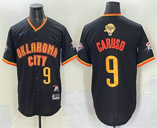 Men's Oklahoma City Thunder #9 Alex Caruso Black 2025 Finals Vapor Stitched Baseball Jersey