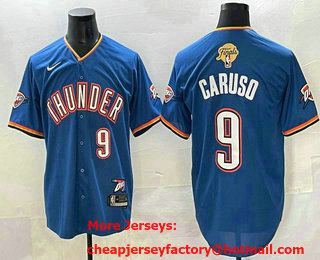 Men's Oklahoma City Thunder #9 Alex Caruso Blue 2025 Finals Vapor Stitched Baseball Jersey