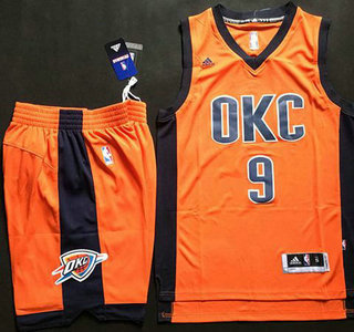 Men's Oklahoma City Thunder #9 Serge Ibaka Revolution 30 Swingman 2015-16 New Orange Jersey Short Suits