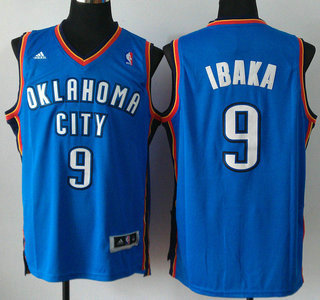 Men's Oklahoma City Thunder #9 Serge Ibaka Revolution 30 Swingman Blue Jersey