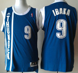 Men's Oklahoma City Thunder #9 Serge Ibaka Revolution 30 Swingman Navy Blue Jersey